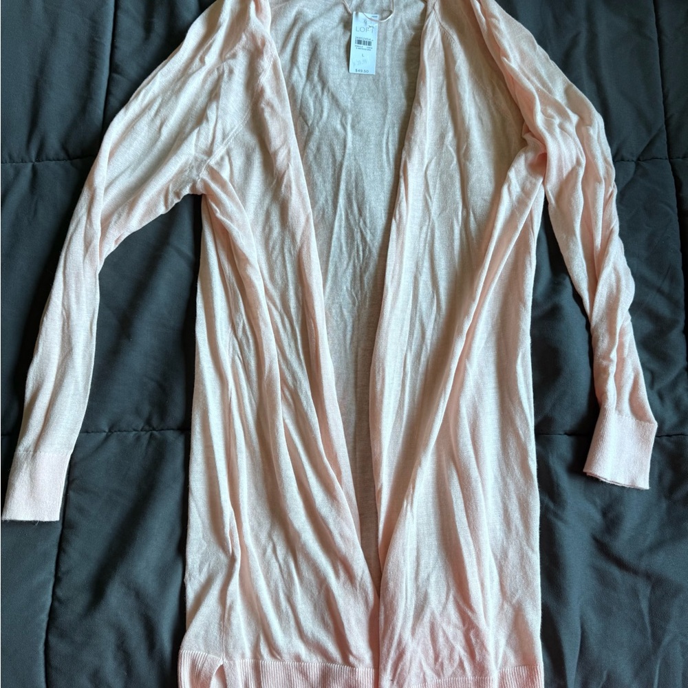 LOFT Blush Pink Open Front Cardigan